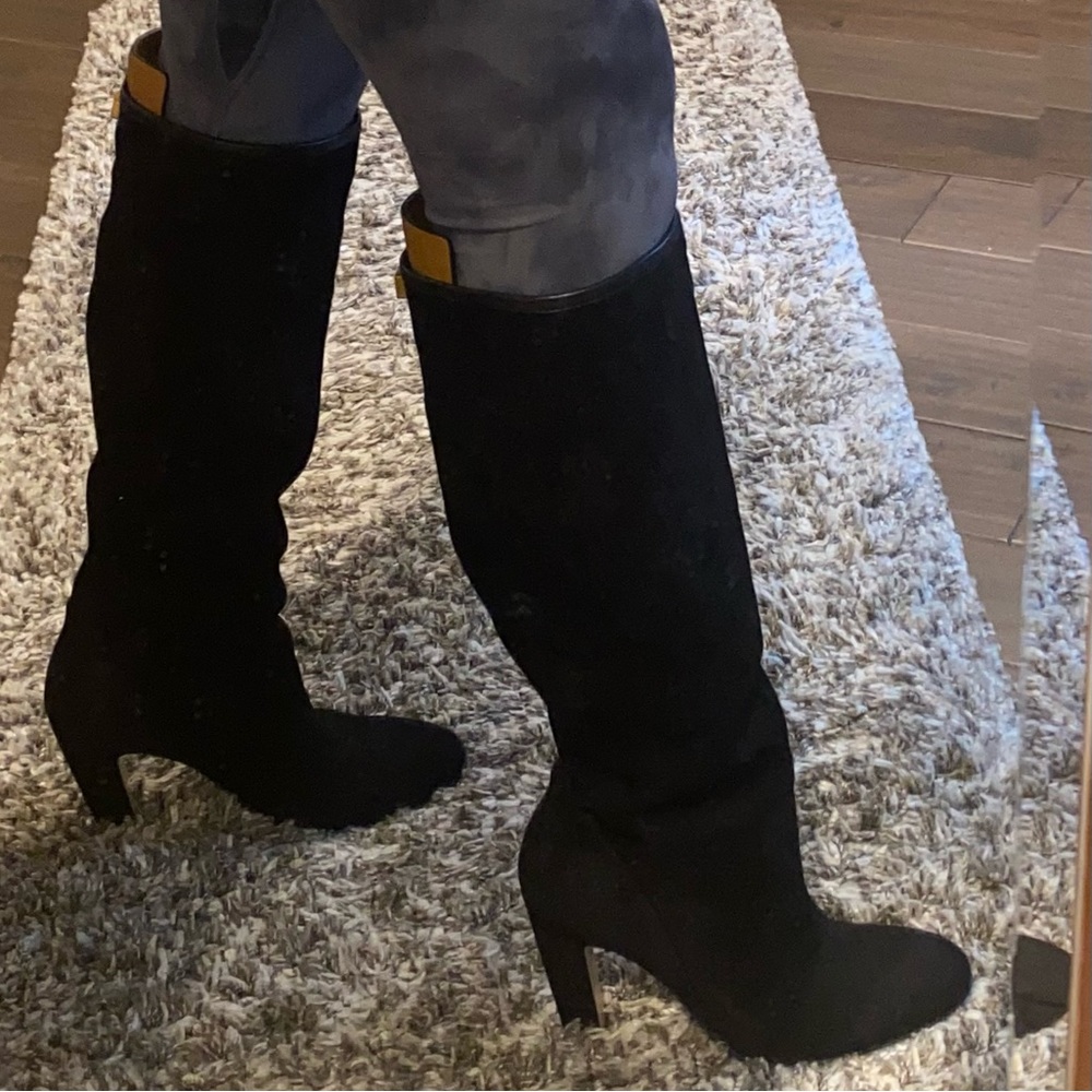 Stuart Weitzman black suede high heel boots